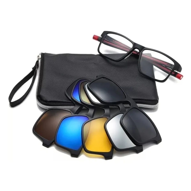 Lentes Con Clip Deportivo Para Graduar, Gafas Clip on Magnéticos Intercambiables 6 en 1, Marca Urban Boutique Modelo 2507