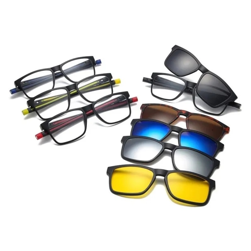 Lentes Con Clip Deportivo Para Graduar, Gafas Clip on Magnéticos Intercambiables 6 en 1, Marca Urban Boutique Modelo 2507