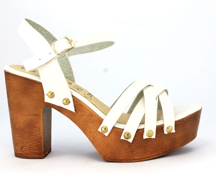 Zapato Tacon Ancho Tiras Suela Imitacion Madera