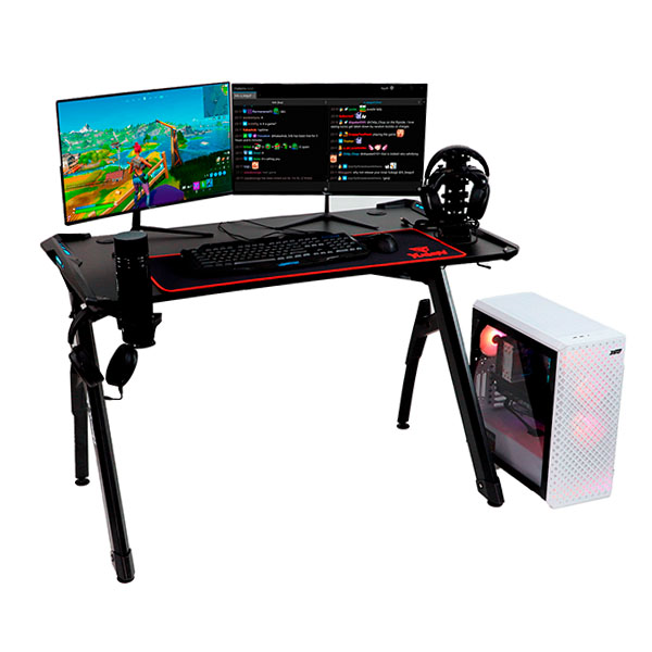 Yugen Escritorio Mesa YG-MXRGB Gamer Fibra Carbono Led Accesorios Negro