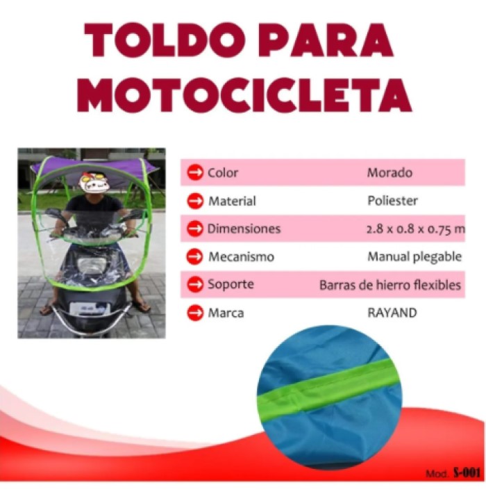 Sombrilla Morada Techo Plegable Para Moto