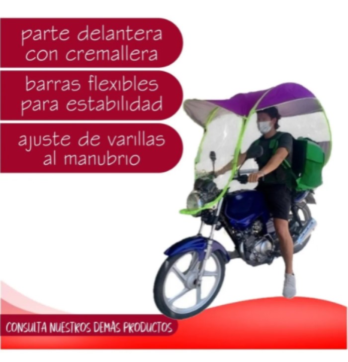 Sombrilla Morada Techo Plegable Para Moto