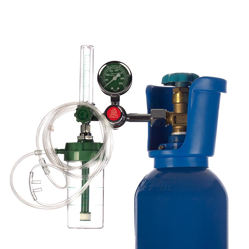 Manómetro Regulador De Oxígeno Médico con Vaso Humificador, Manguera y Puntas Nasales