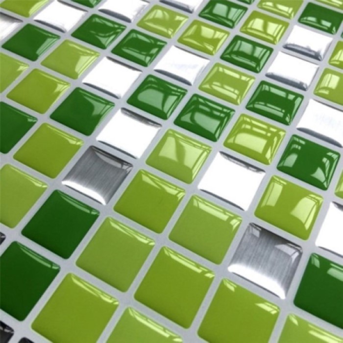 Mosaico Adhesivo Premium Cuadros Verde 3D
