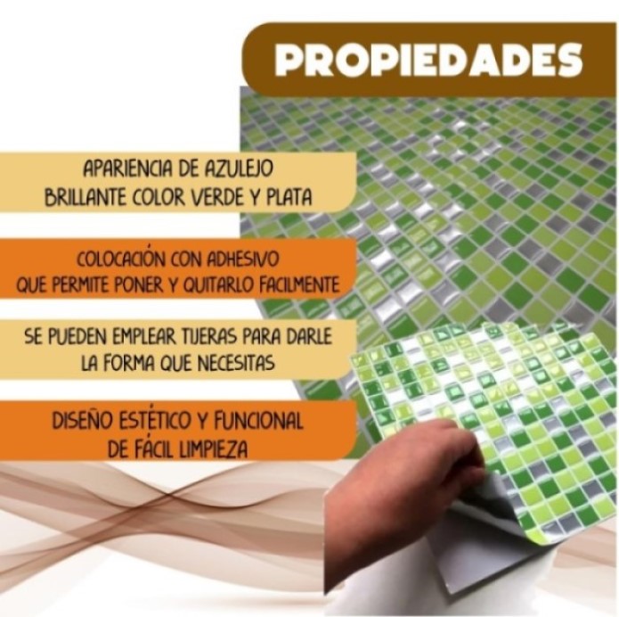 Mosaico Adhesivo Premium Cuadros Verde 3D