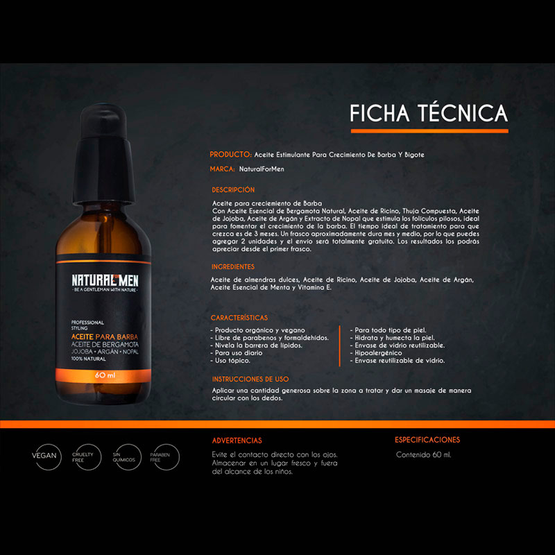 Aceite Estimulante Para Crecimiento De Barba Y Bigote 60ml