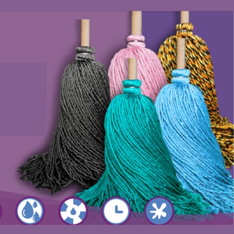 Trapeador de Microfibra española Bastón de madera 12 PZAS