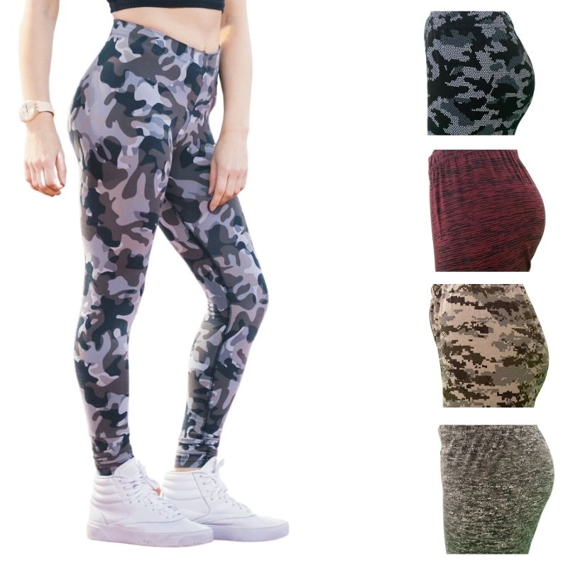 Leggins Mujer Likra Militar Y Estampados Mallon Dama 4 piezas