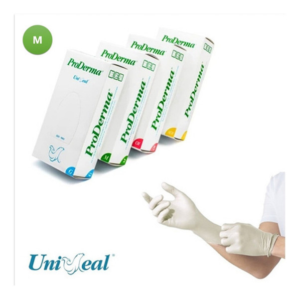 Guante De Latex Proderma Uniseal®, No Estéril, Blanco 100 piezas