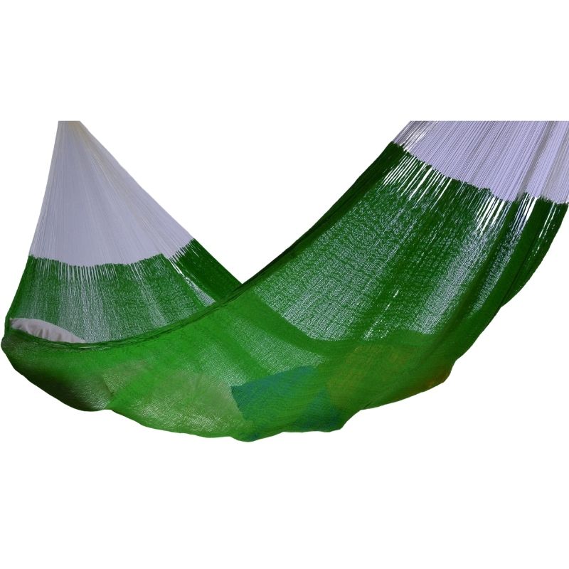 Hamaca colgante tipo yucateca de algodón tamaño king size color verde claro