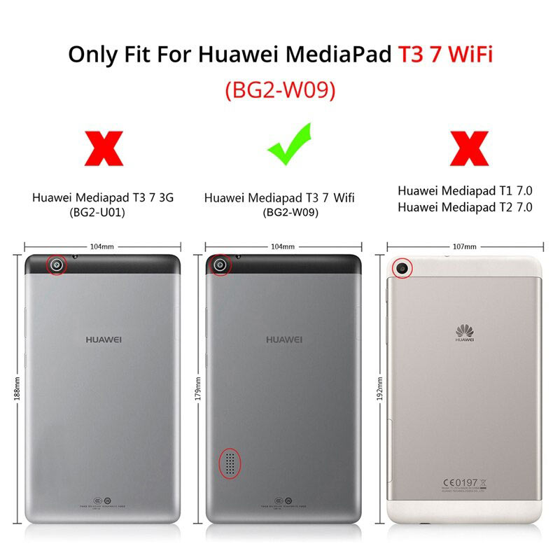 Funda Para Tablet Huawei Mediapad T3 Tamaño 7.0" PLG. Bg2-w09 wifi. Negro