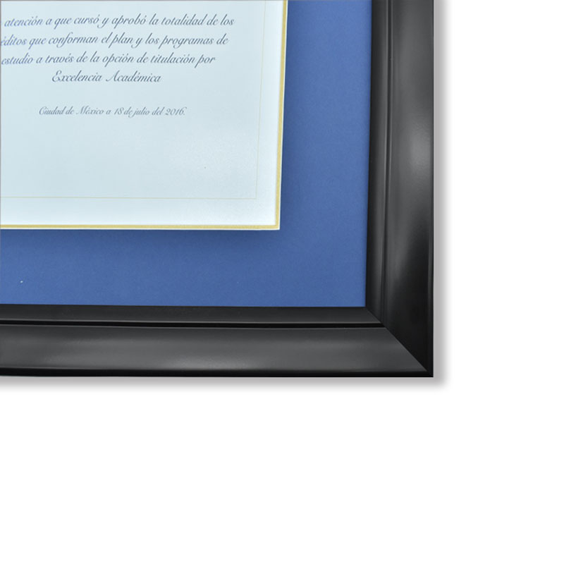 Marco para Titulo profesional con cristal y Maria Luisa Azul/Oro PASPARTU FRAMES