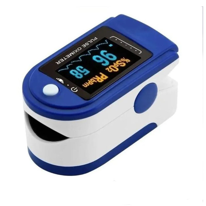 OXIMETRO DE PULSO SpO2 AZUL CON BLANCO TOTALMENTE DIGITAL, INCLUYE BATERIAS