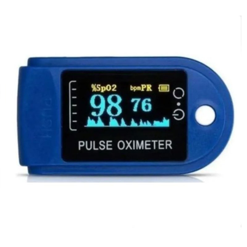 OXIMETRO DE PULSO SpO2 AZUL CON BLANCO TOTALMENTE DIGITAL, INCLUYE BATERIAS