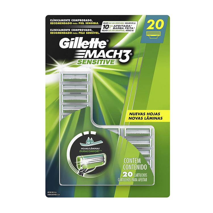 20 Cartuchos Para Afeitar Gillette Mach 3 Sensitive CST