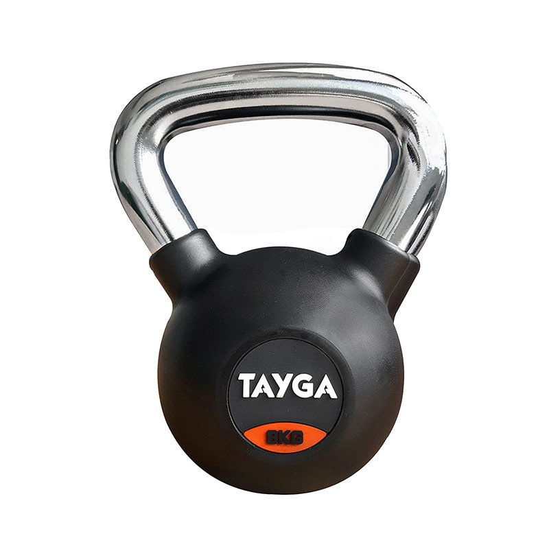 Tayga pesa Rusa con Rubber kettlebell 8 kg Mango Cromado