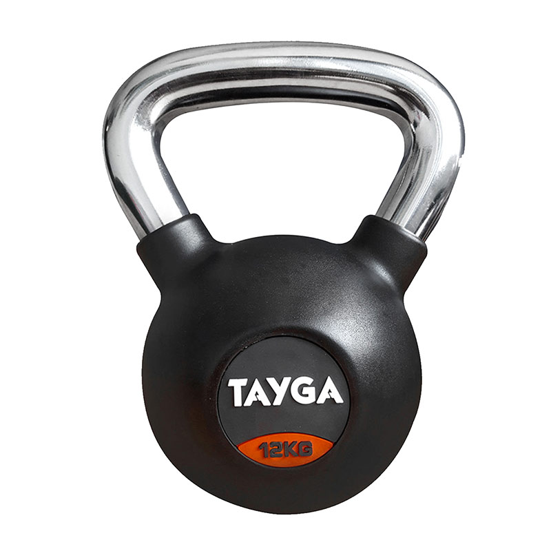 Tayga pesa Rusa con Rubber kettlebell 12 kg Mango Cromado