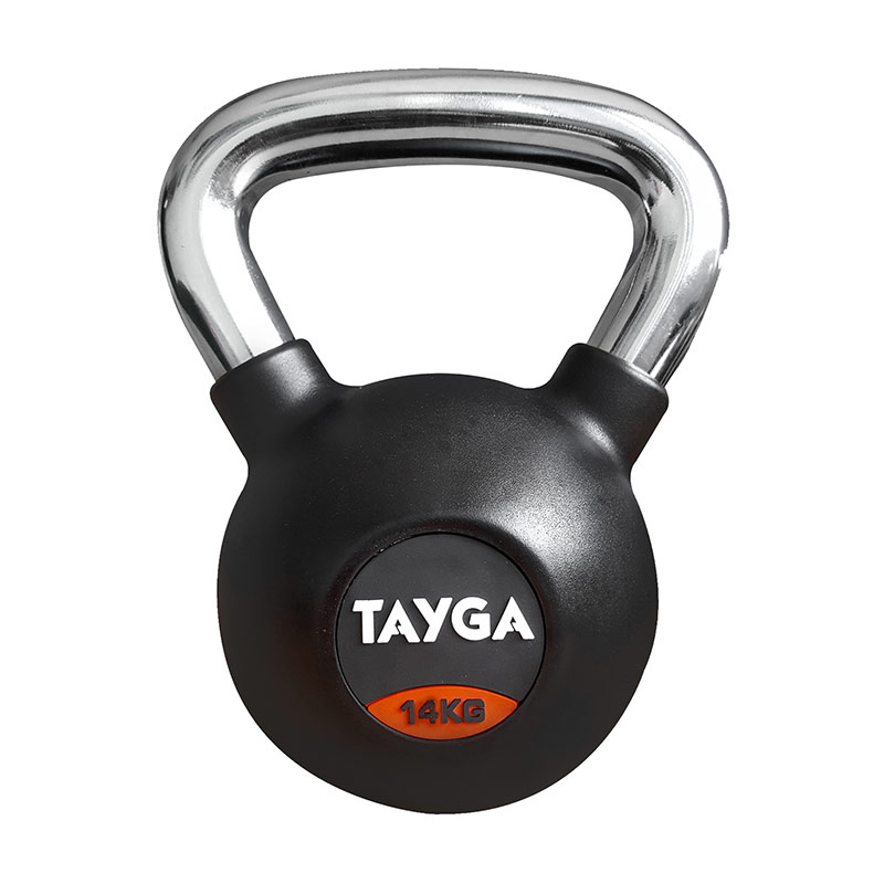 Tayga pesa Rusa con Rubber kettlebell 14 kg Mango Cromado