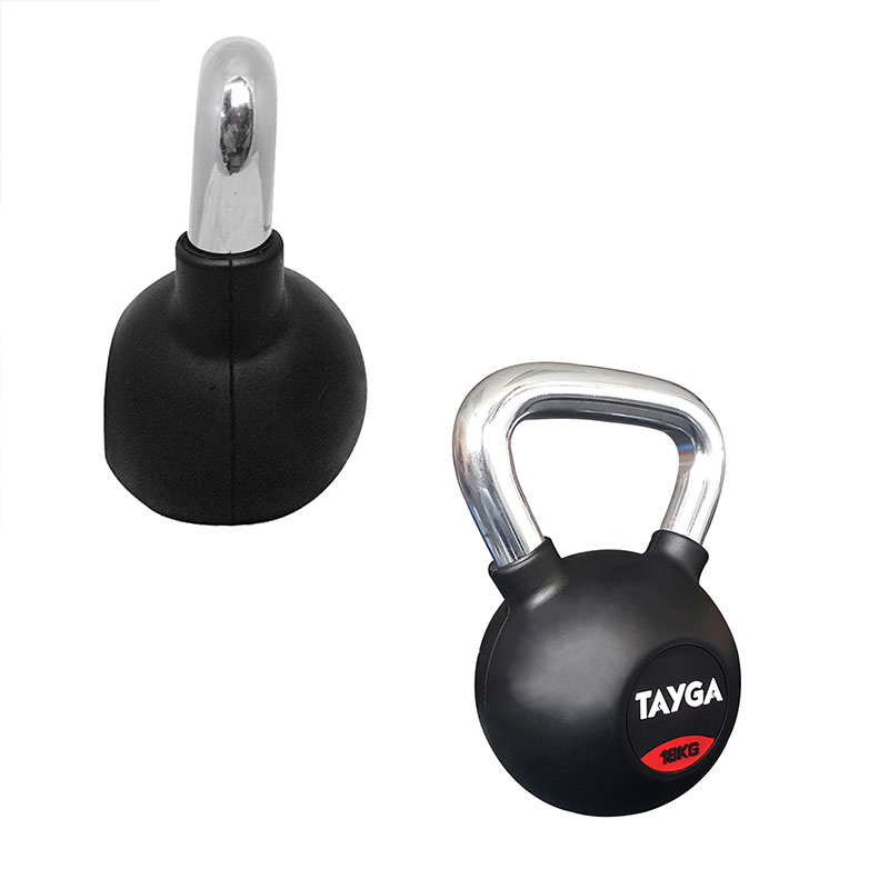 Tayga pesa Rusa con Rubber kettlebell 18 kg Mango Cromado