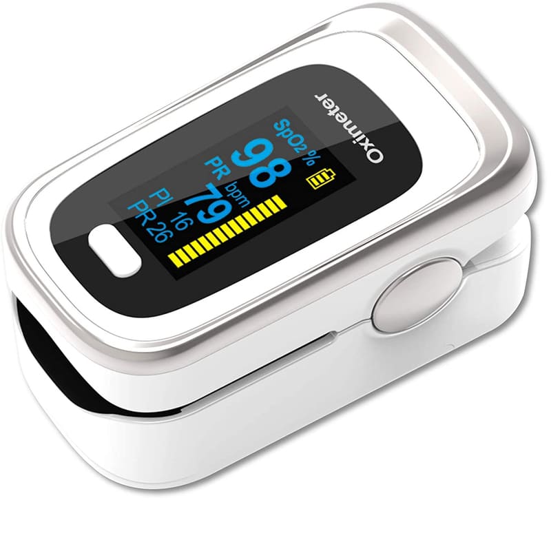 Oxímetro 4 en 1 blanco con estuche , oxígeno monitor, O2 saturation monitor