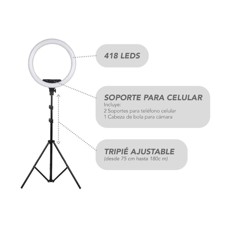 Aro Luz Kit Iluminación Luces Fotografía Tik Tok Tripié 