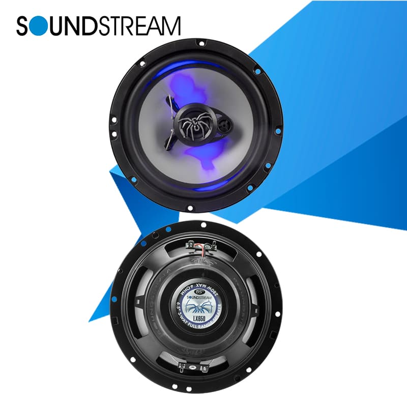 Par De Bocinas Para Auto De 6.5 Pulgadas Cono Plata Y Led Azul - LX650 - Soundstream