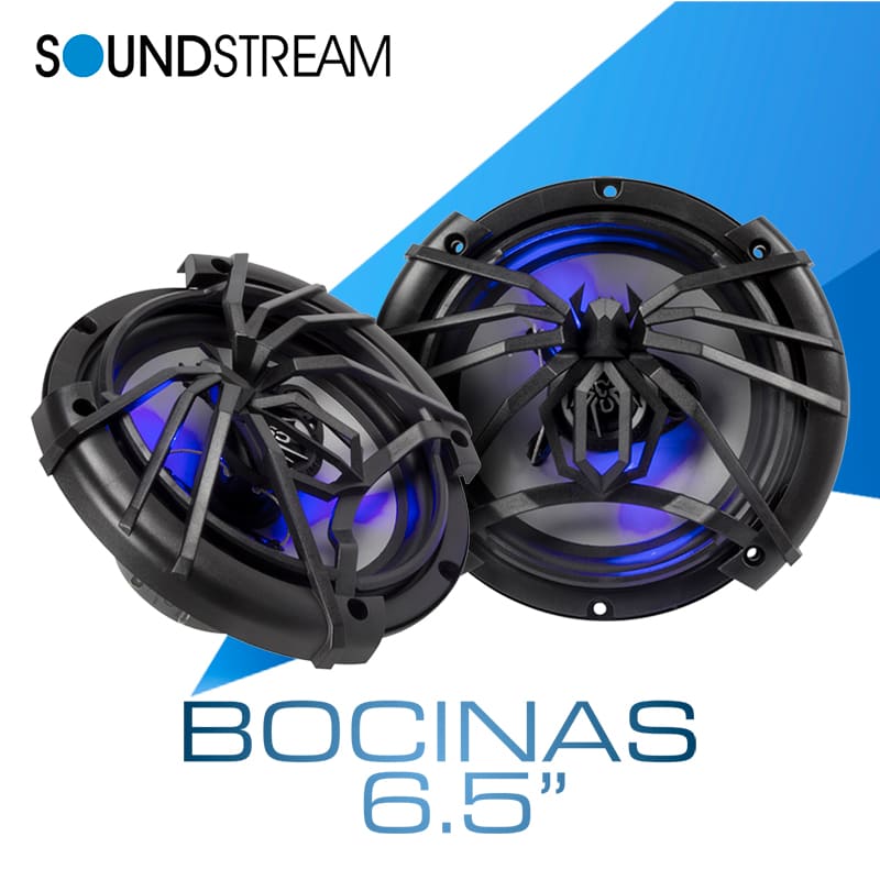 Par De Bocinas Para Auto De 6.5 Pulgadas Cono Plata Y Led Azul - LX650 - Soundstream