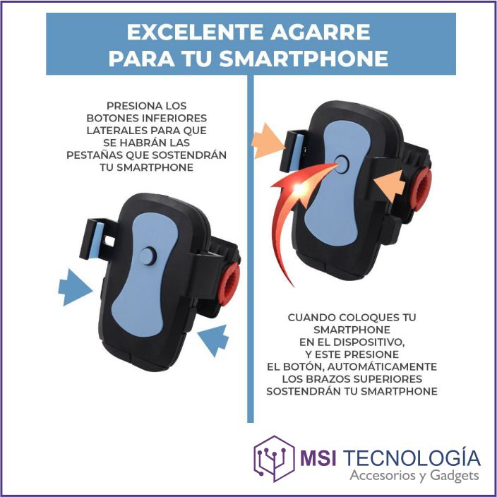 SOPORTE PORTA CELULAR PARA MOTO O BICICLETA, AJUSTABLE