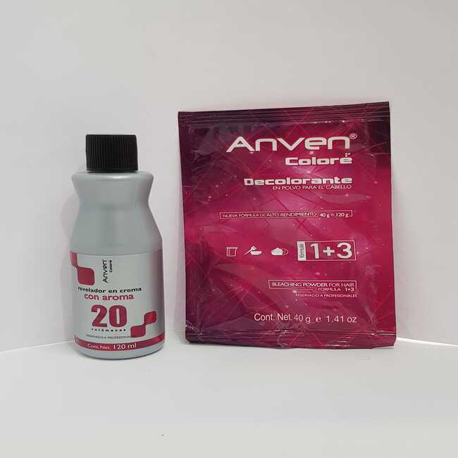Sobre decolorante con fórmula 1+3 + Revelador 20 vol
