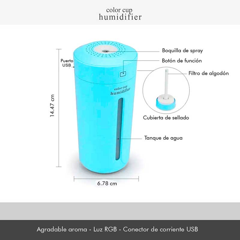 Humidificador Difusor Aromaterapia Para La Casa Y Auto Azul