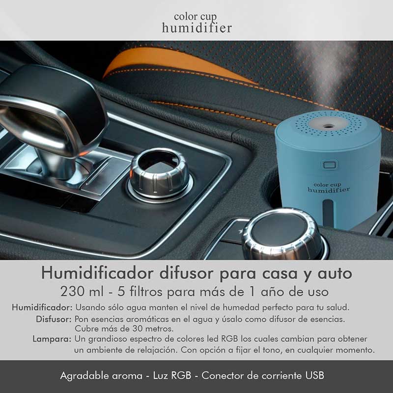 Humidificador Difusor Aromaterapia Para La Casa Y Auto Azul