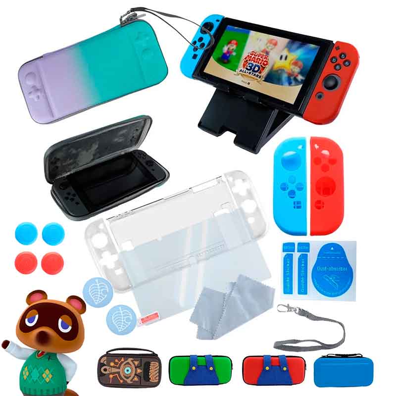 Estuche Kit Accesorios Nintendo Switch Degradada Azul Lila