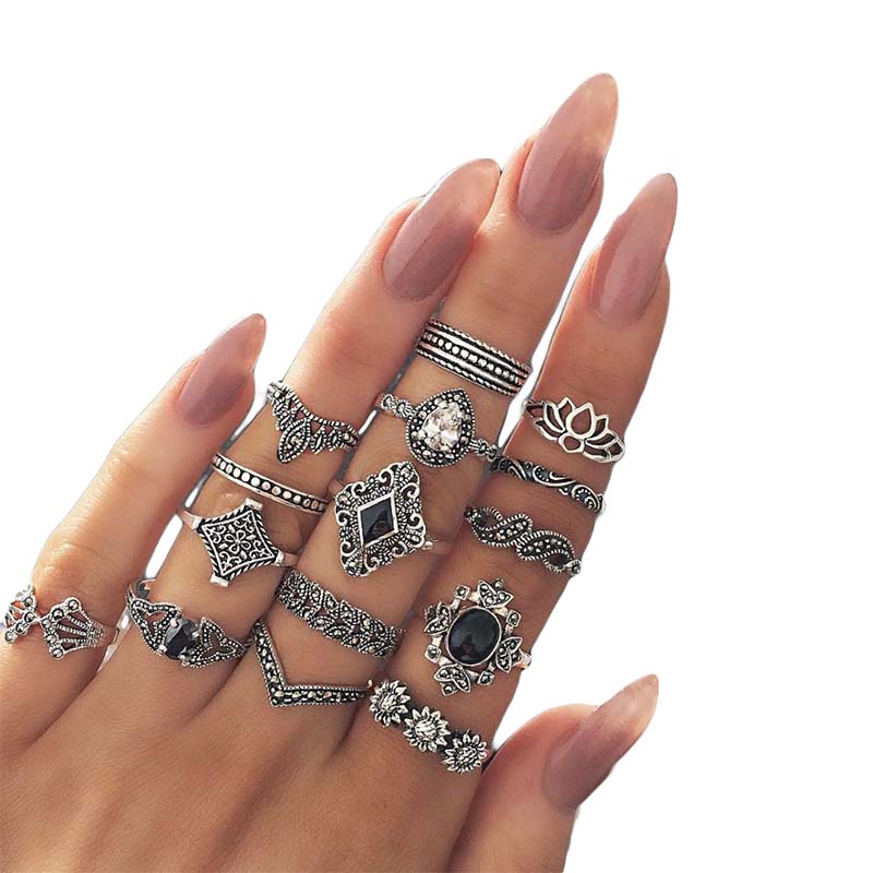 Set de 15 anillos para Mujer Xixi Estilo Retro Vintage