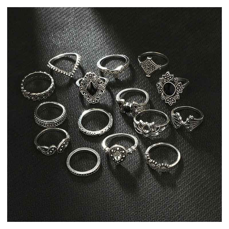 Set de 15 anillos para Mujer Xixi Estilo Retro Vintage