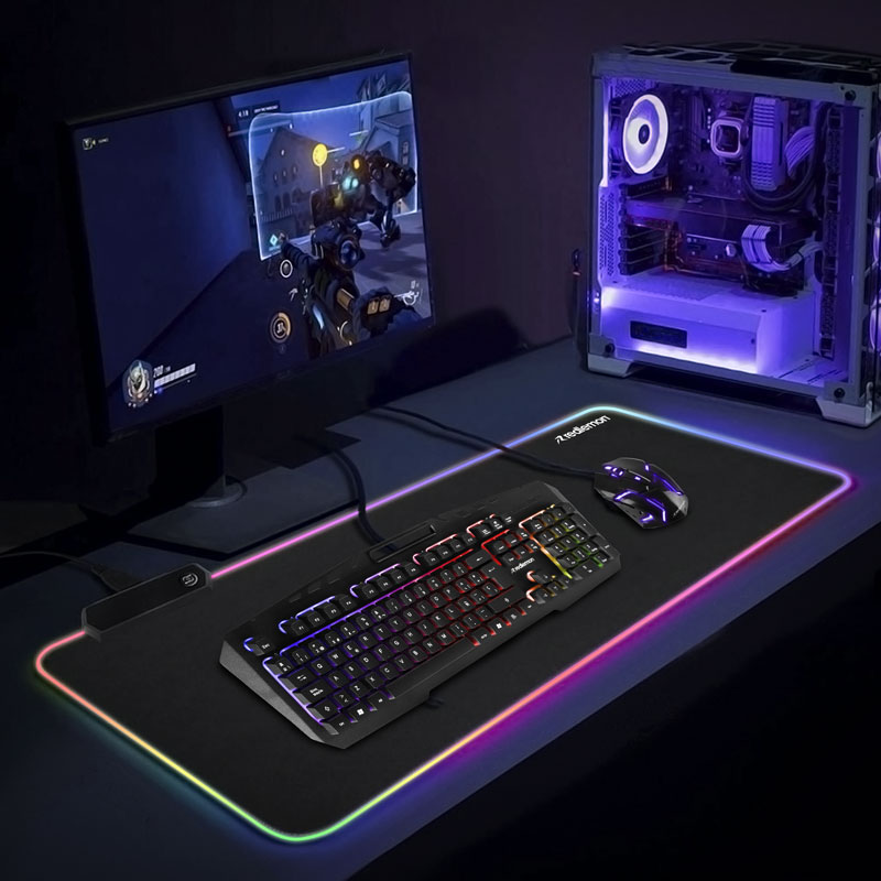Mouse Pad Gamer XXL con Luz LED RGB tipo Control Redlemon