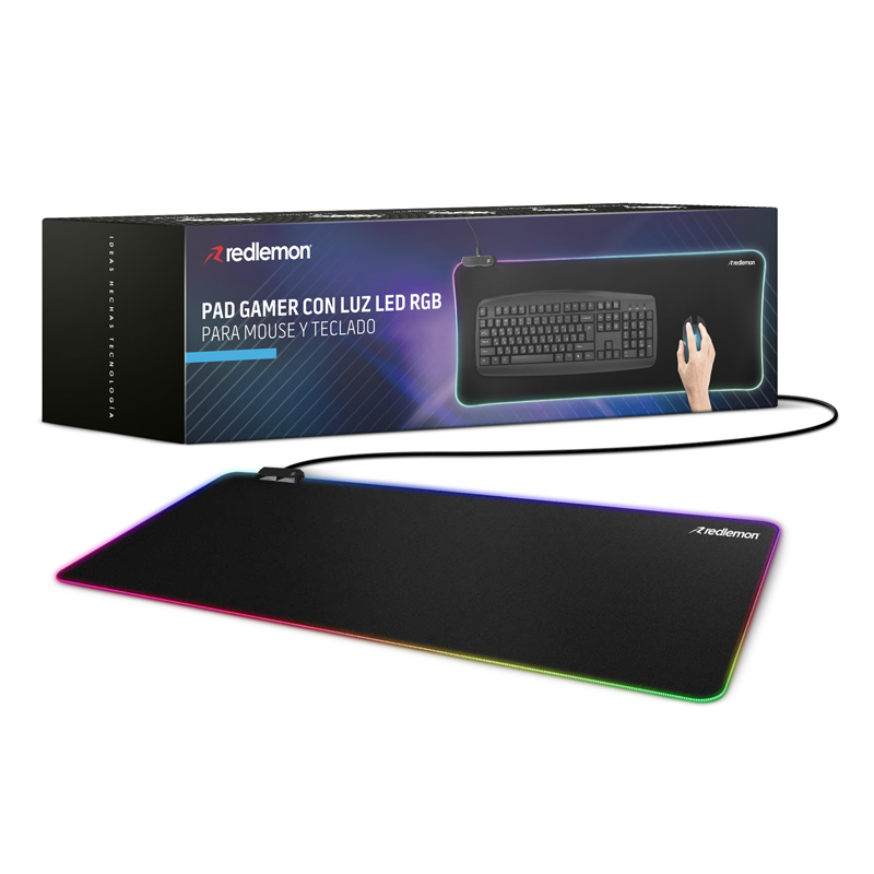 Mouse Pad Gamer XXL con Luz LED RGB tipo Control Redlemon