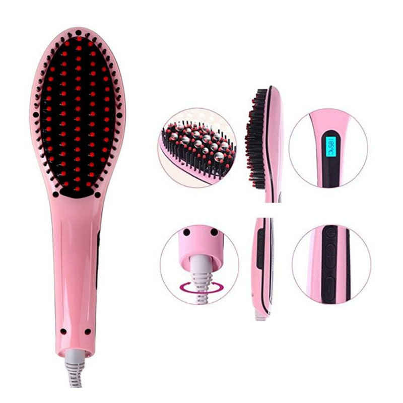 Cepillo Alisador de Pelo Electrico Plancha LCD Peine Alisado Turmalina 29W  Rosa - Belleza femenina - Los mejores precios