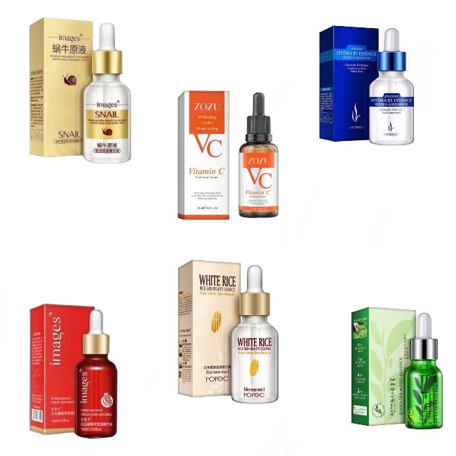Kit de serum´s faciale+Serum blanqueador + Serum B5 + Serum Vitamina C + Serum de arroz + Serum de granada + Serum té verde 