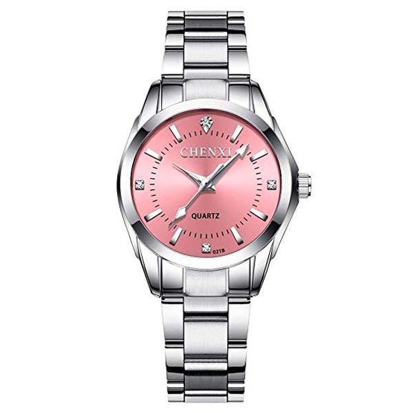 Chenxi, Reloj para Mujer, Análogo, Dama, Ajustable, 3 ATM, Diseño Único, Brilla, Movimiento de Cuarz Plateado 25 mm