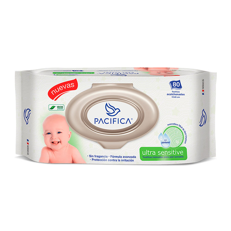 Toallitas Húmedas Para Bebé Pacifica Ultra Sensitive 80 Toallitas