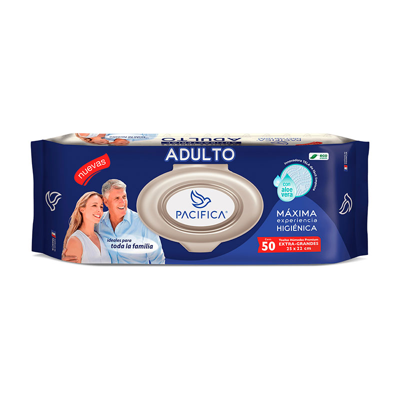 Toallitas Húmedas Pacifica para Adulto 50 Toallitas