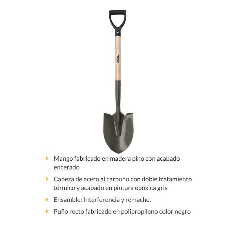 PALA REDONDA GRANDE DE 100 CM Y TLACHO-PICO DE 91 CM PARA JARDINERIA PRETUL 