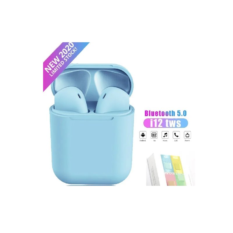 AUDIFONOS MANOS LIBRES BLUETOOTH  TWS INPODS 12 RECARGABLES AZUL
