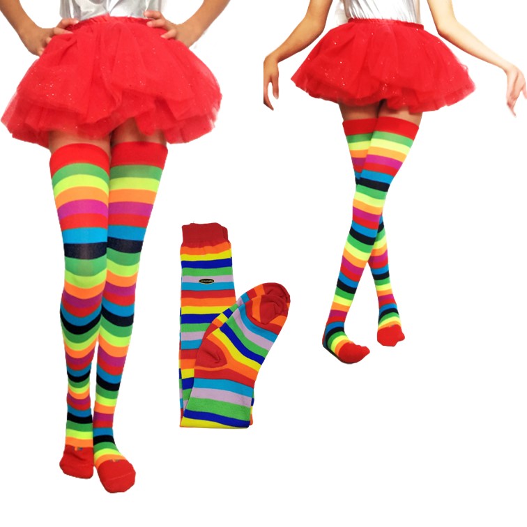 calcetas arcoiris rainbow multicolor lolita payaso rayada 