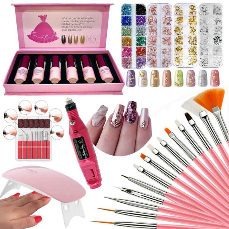 39 Piezas Kit De Uñas Arte Y Decoracion De Uñas Taladro + Esmaltes Kit De Arte De Uñas, Pinceles Decorar Manicura Decoración