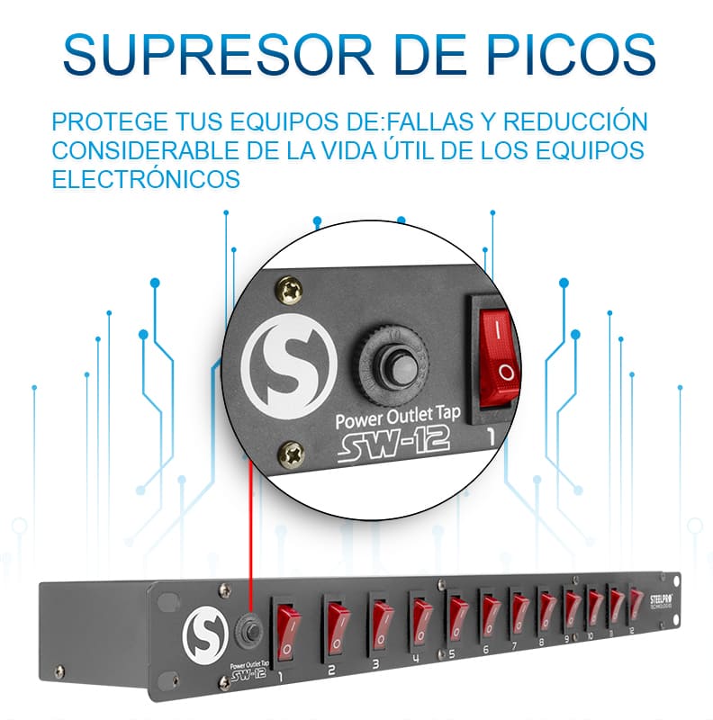 Barra Multicontacto 12 Interruptores - 127v Sw-12 - Steelpro.