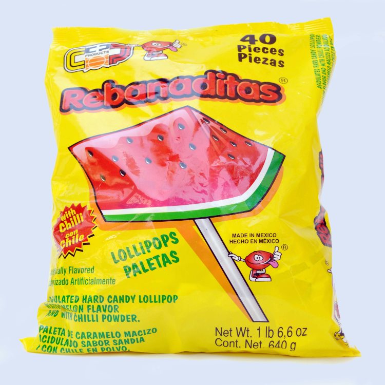  Paleta Sabor Sandía Con Chile Rebanadita Bolsa Con 40 Piezas