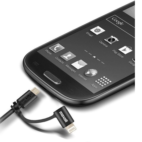 Cable Maxell Micro USB Con Adaptador Lightning / 2 En 1 / 347444