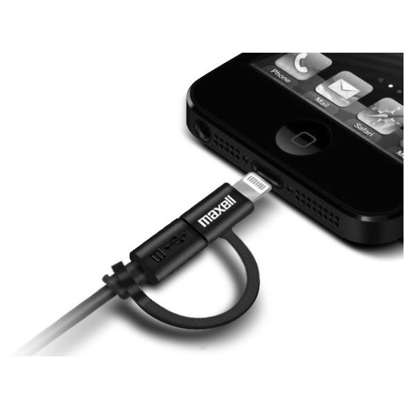 Cable Maxell Micro USB Con Adaptador Lightning / 2 En 1 / 347444