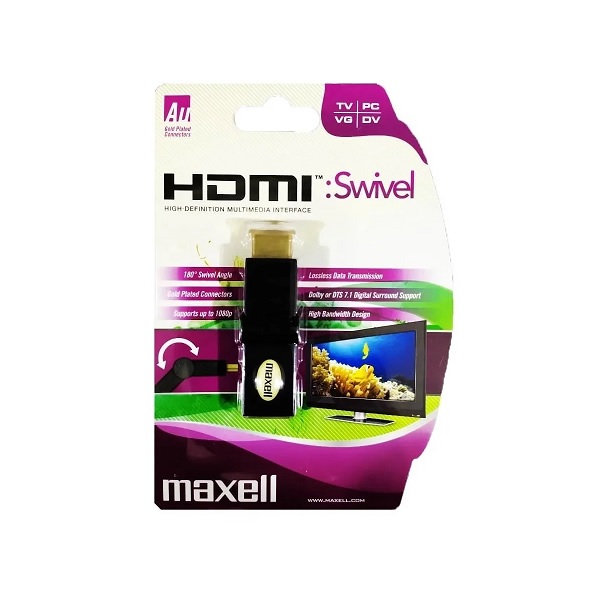 Maxell Adaptador Hdmi / Macho-hembra Negro / Giratorio 180º / 348035